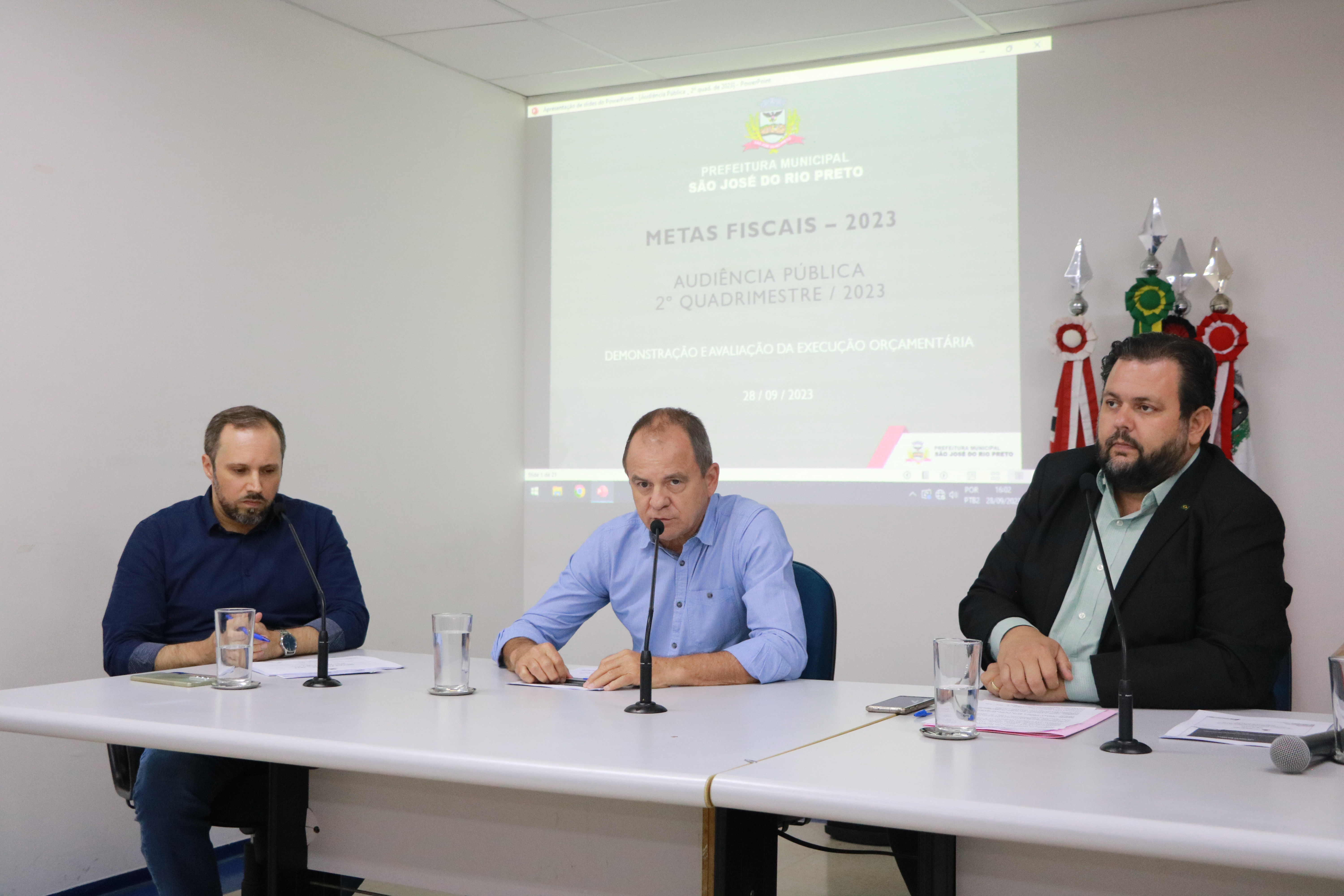Morgado, Ravazzi e Branco, durante audiência para demonstração de metas
