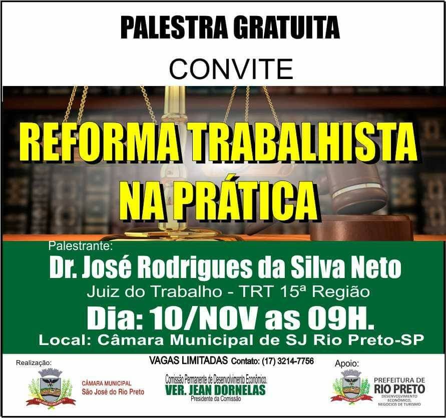 Convite da palestra que será realizada na Câmara